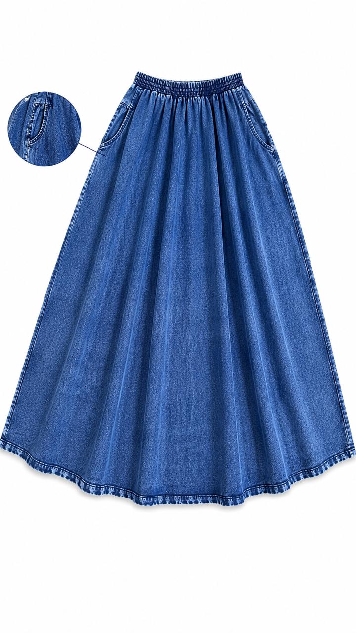 Flared Denim Skirt - جيبه جينز كلوش