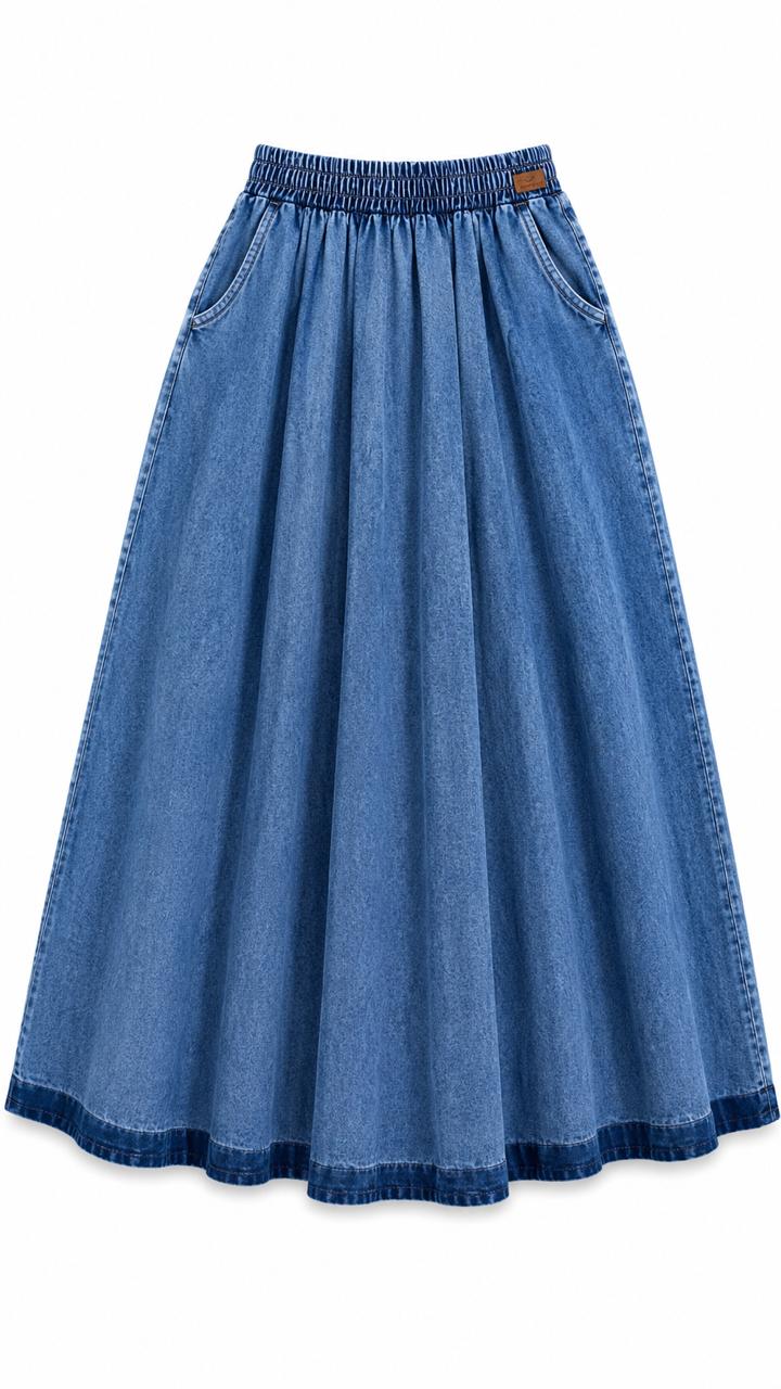 Flared Denim Skirt - جيبه جينز كلوش
