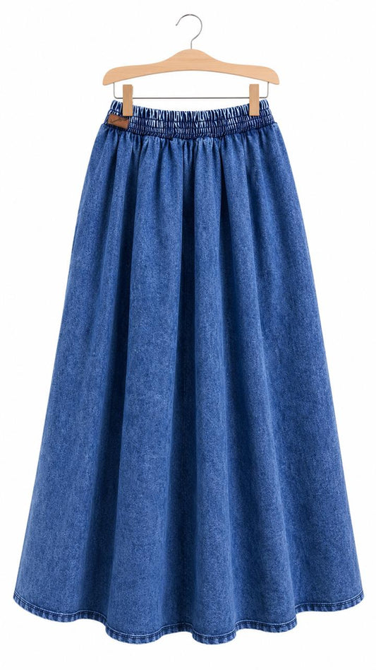 Flared Denim Skirt - جيبه جينز كلوش
